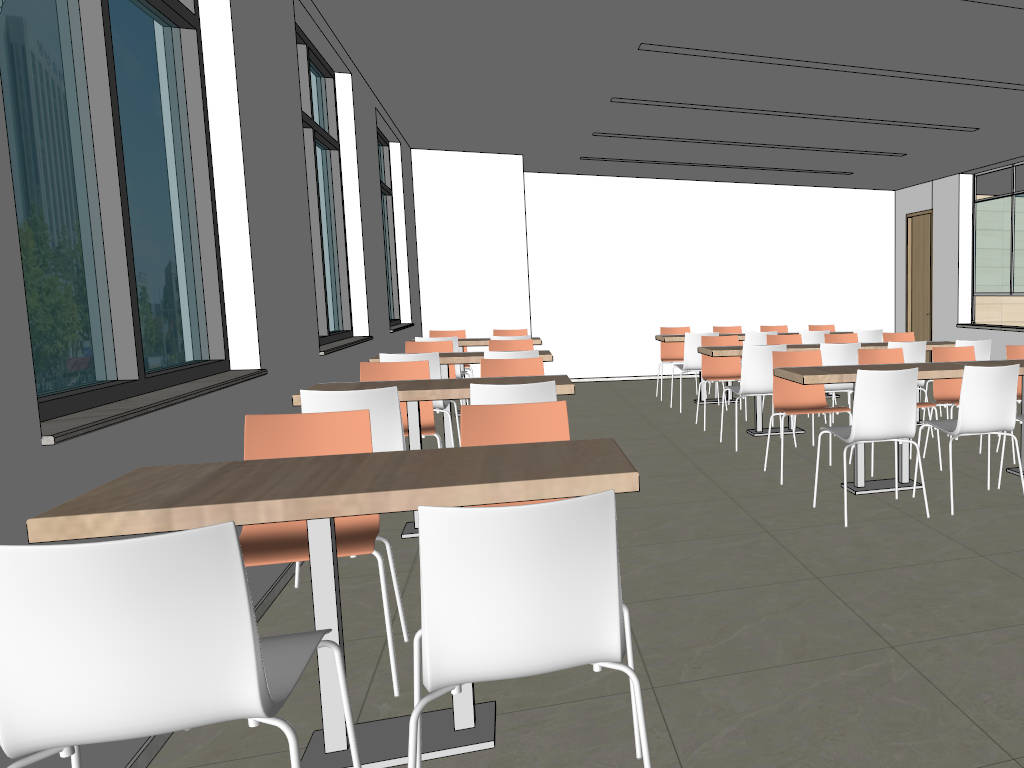 School Canteen Interior Design sketchup model preview - SketchupBox