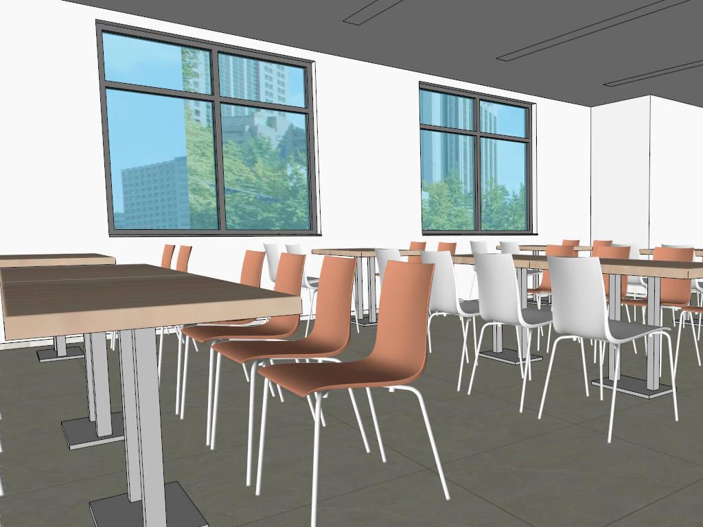 School Canteen Interior Design sketchup model preview - SketchupBox