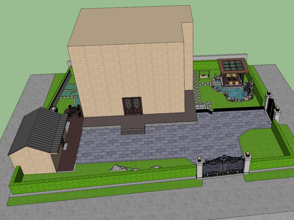 Landscape Design Front Yard sketchup model preview - SketchupBox