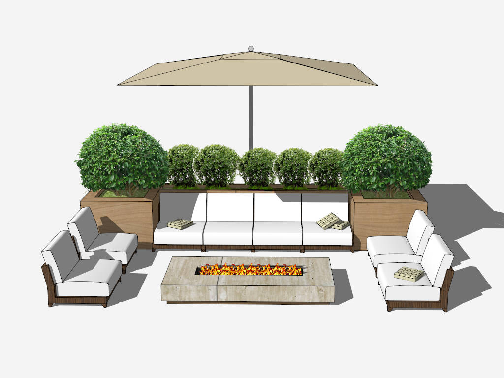 Outdoor Sectional Patio Furniture Set sketchup model preview - SketchupBox