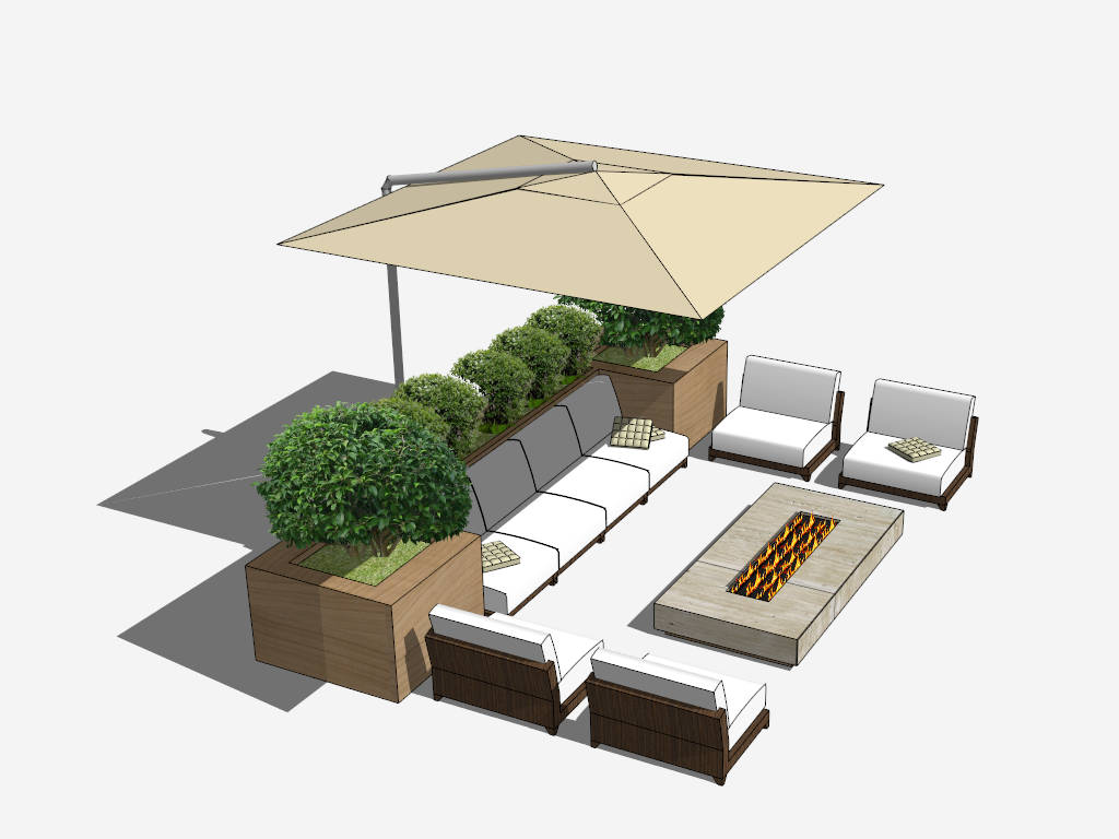 Outdoor Sectional Patio Furniture Set sketchup model preview - SketchupBox