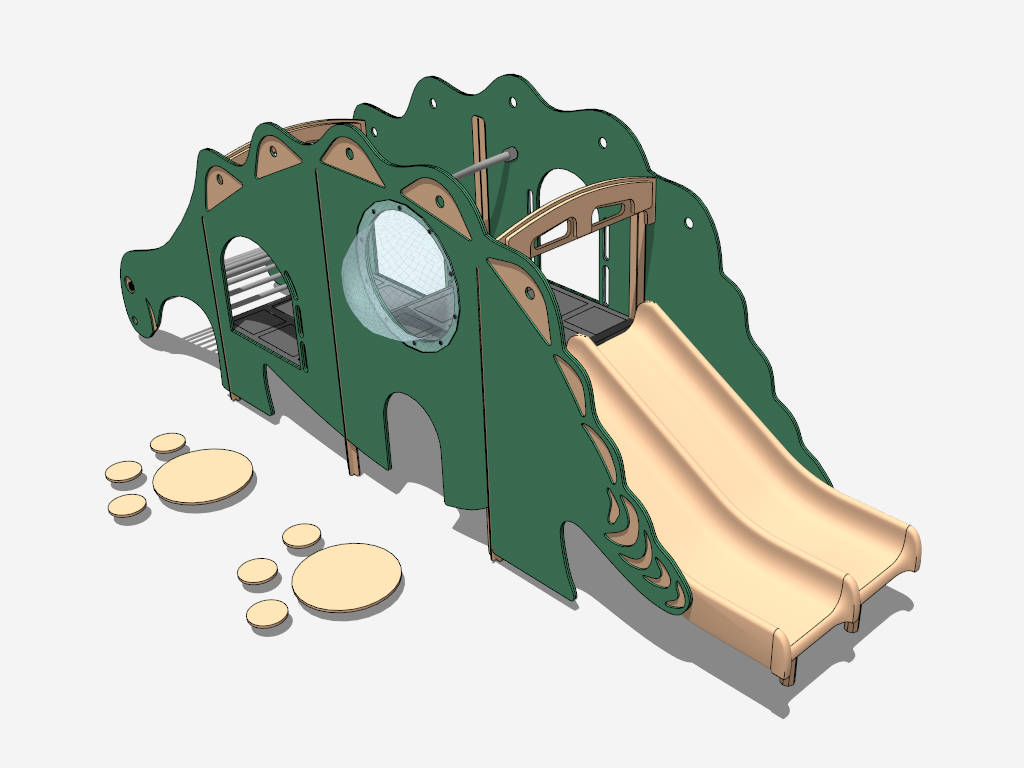 Dinosaur Slide Playground sketchup model preview - SketchupBox