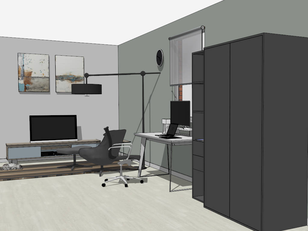 Small Living Room Office Combo Idea sketchup model preview - SketchupBox