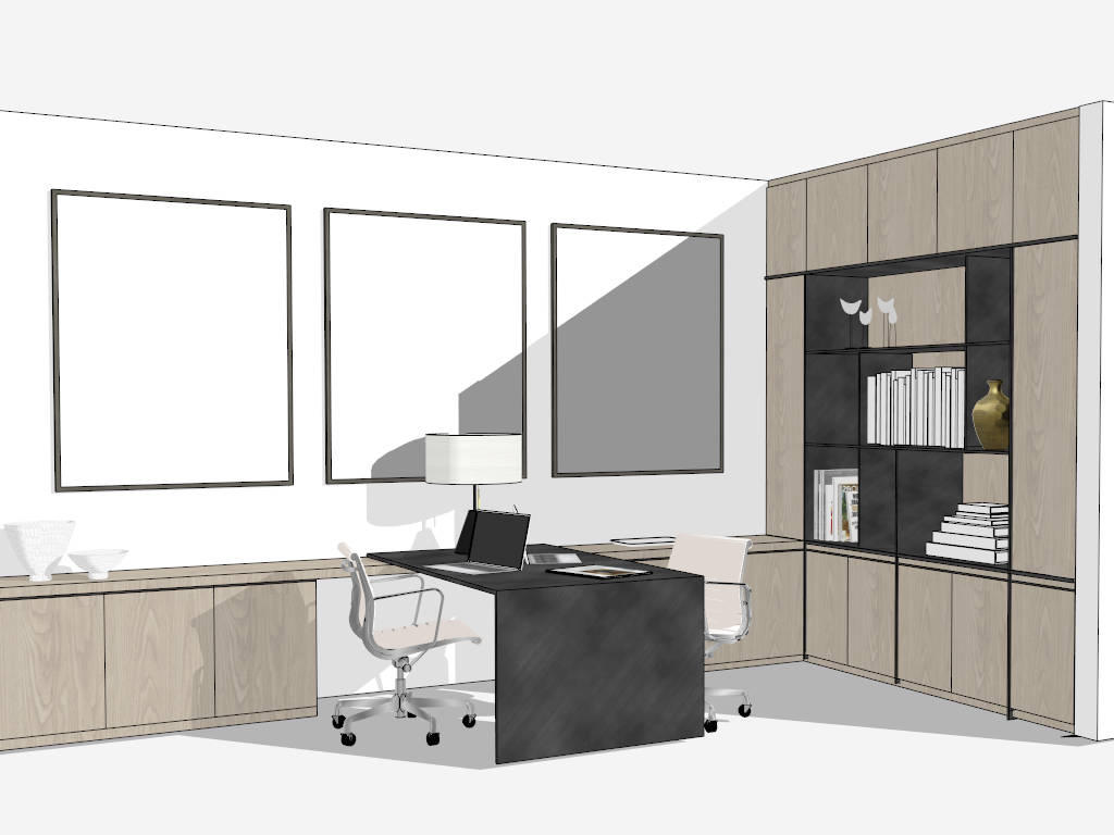 Modern Small Office Design sketchup model preview - SketchupBox