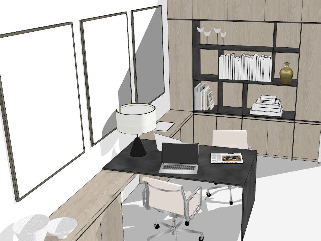 Modern Small Office Design sketchup model preview - SketchupBox