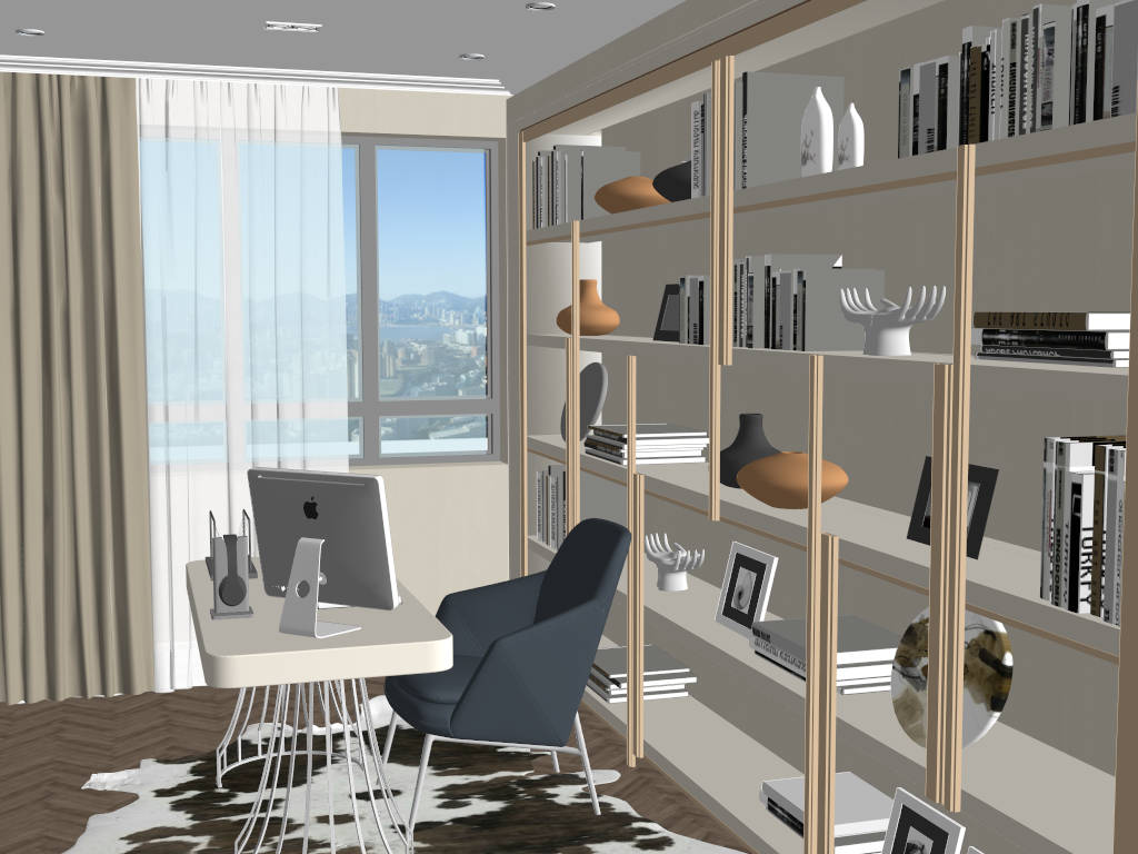 Modern Home Office Idea sketchup model preview - SketchupBox