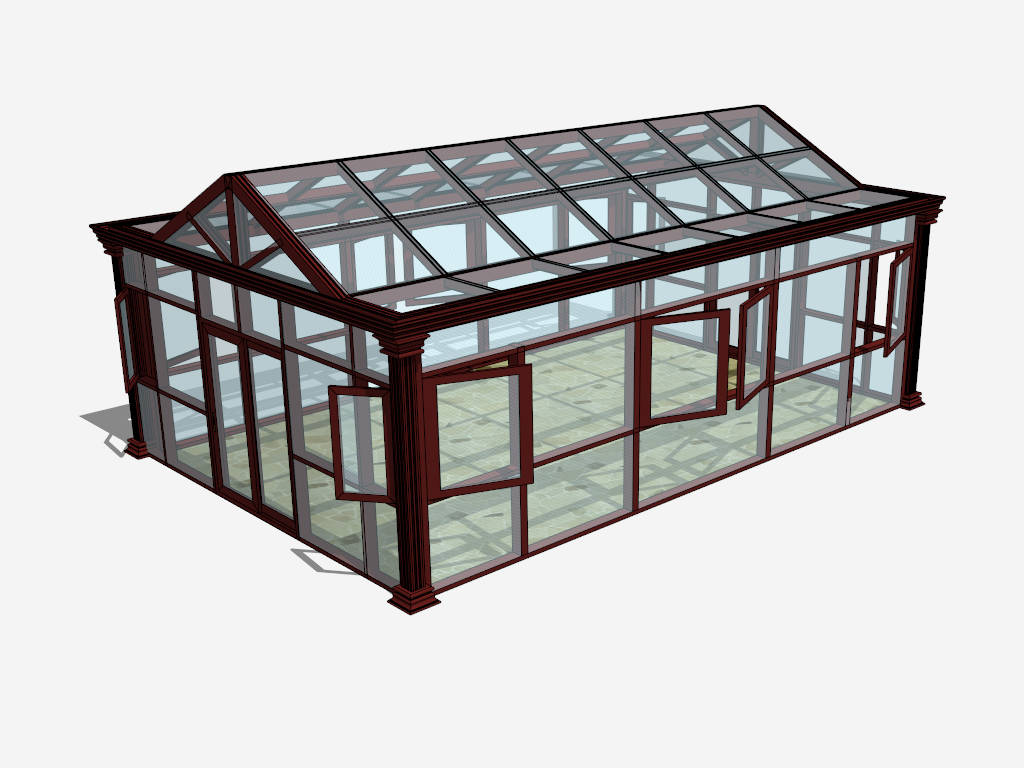 Large Aluminum Greenhouse sketchup model preview - SketchupBox