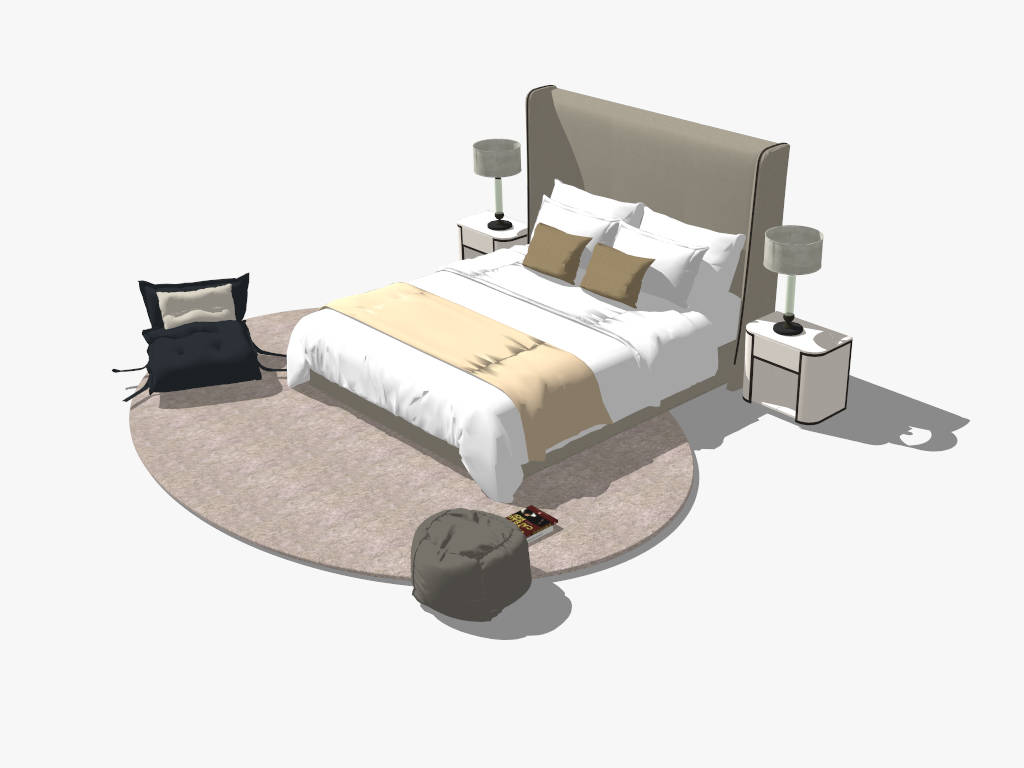 Modern Simple Bedroom Furniture Set sketchup model preview - SketchupBox