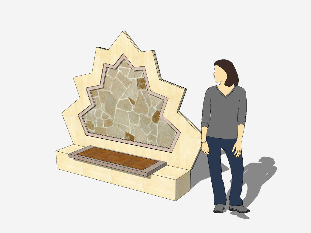 Stone Park Bench sketchup model preview - SketchupBox
