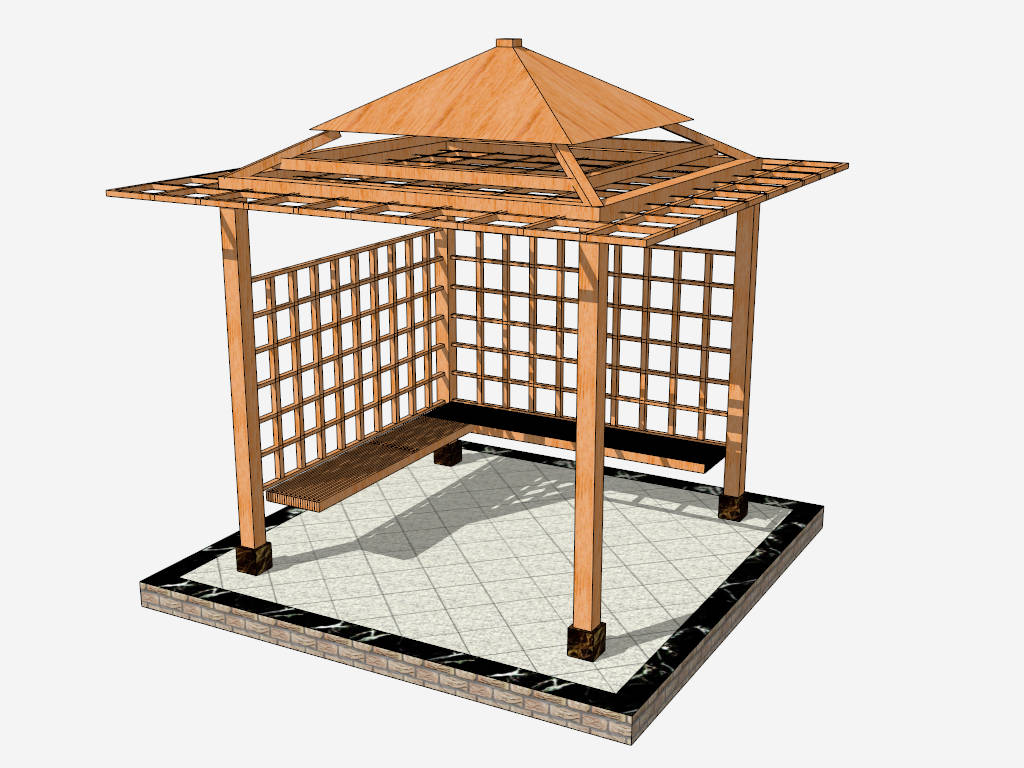 Wooden Trellis Gazebo sketchup model preview - SketchupBox