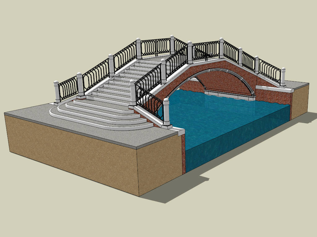 Footbridge Over River sketchup model preview - SketchupBox