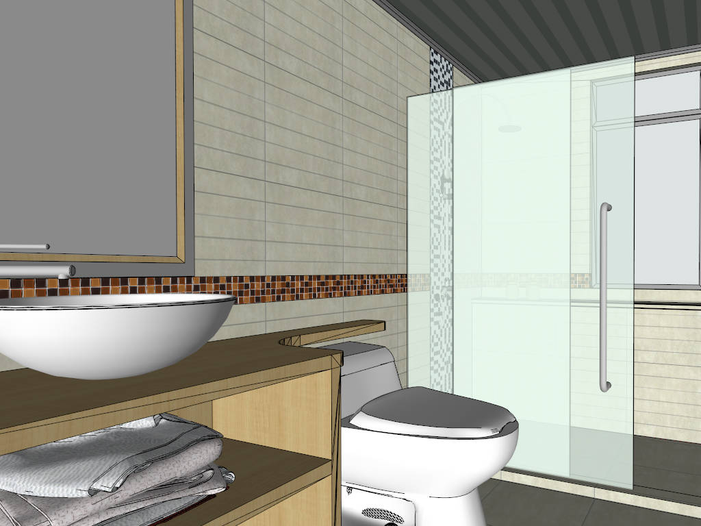 Small Bathroom Interior Design Idea sketchup model preview - SketchupBox