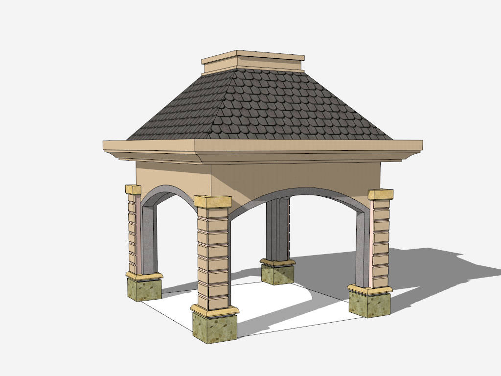 Stone Pavilion in Park sketchup model preview - SketchupBox
