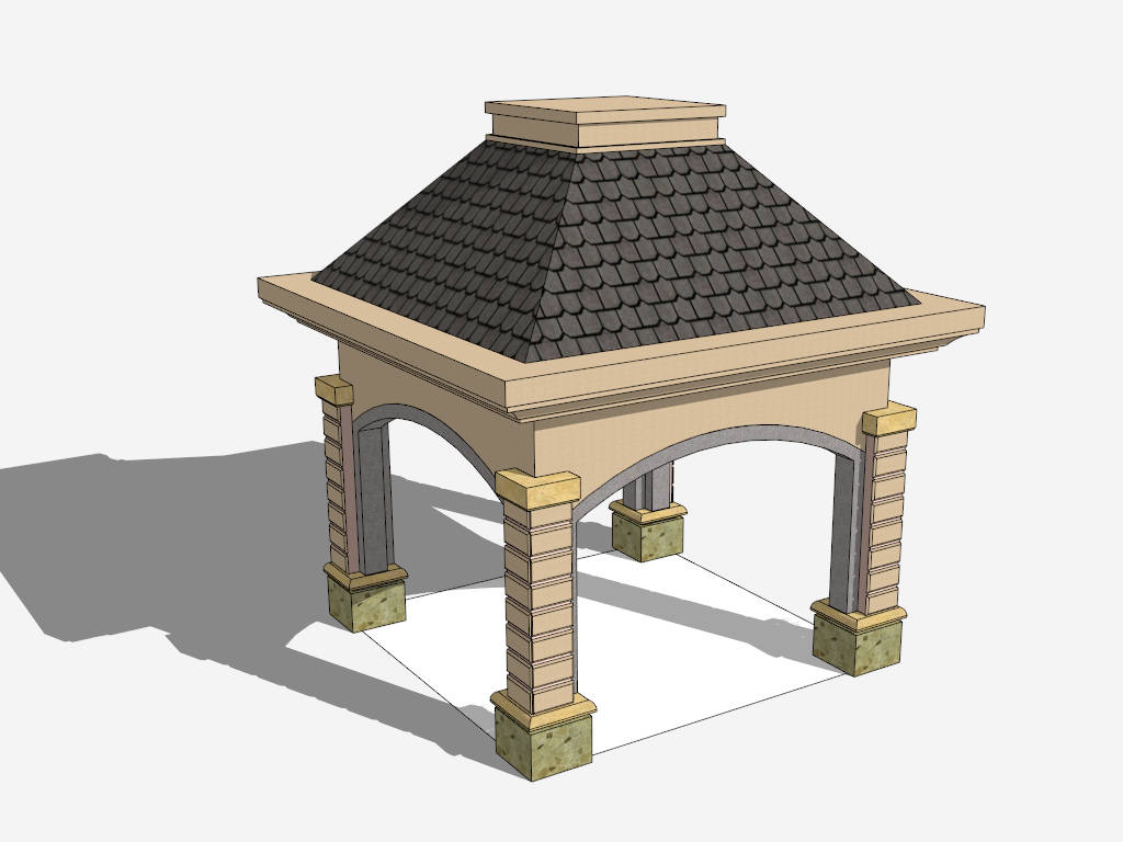 Stone Pavilion in Park sketchup model preview - SketchupBox