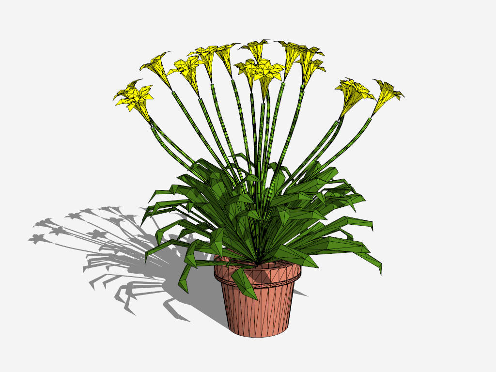 Potted Yellow Flowers sketchup model preview - SketchupBox