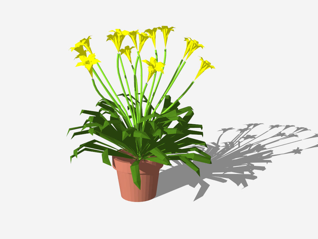 Potted Yellow Flowers sketchup model preview - SketchupBox