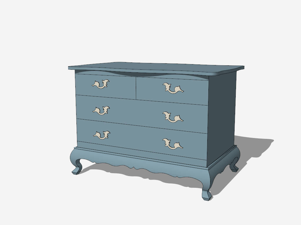 Blue Bedroom Dresser sketchup model preview - SketchupBox