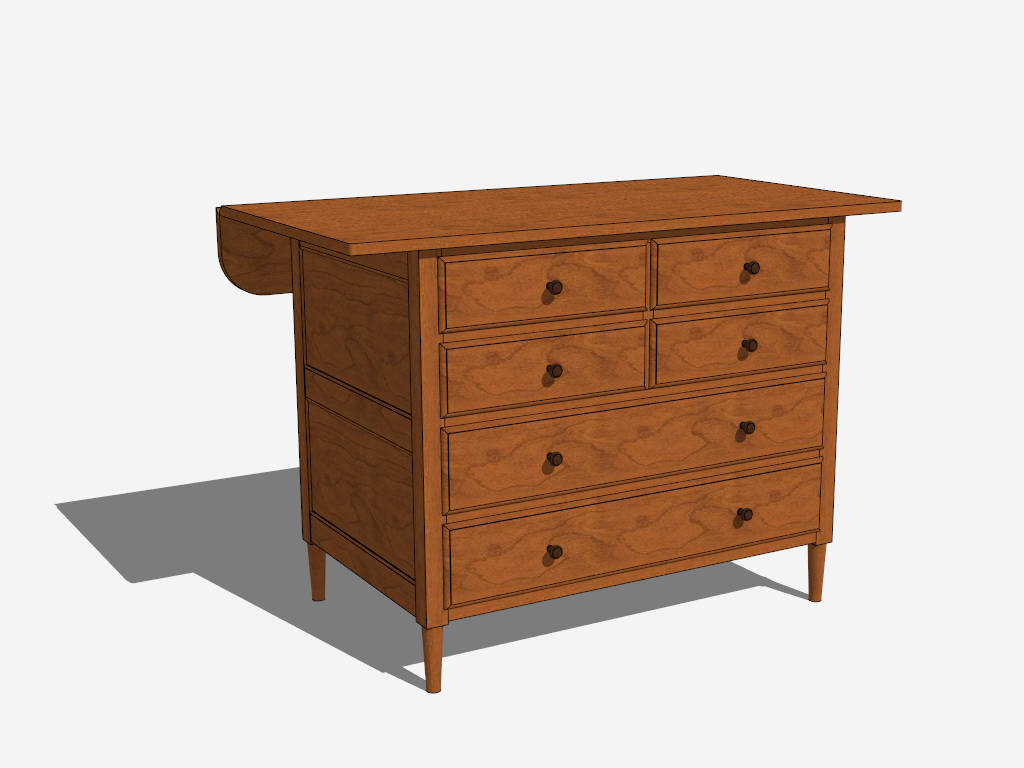 6 Drawer Chest Dresser sketchup model preview - SketchupBox