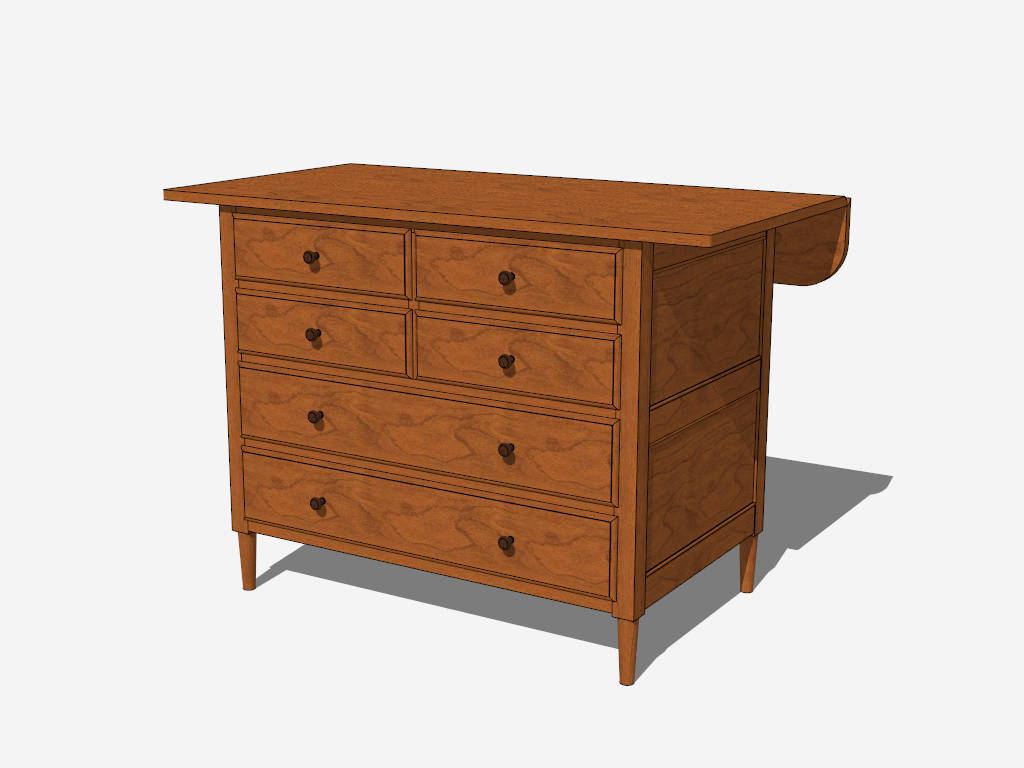 6 Drawer Chest Dresser sketchup model preview - SketchupBox