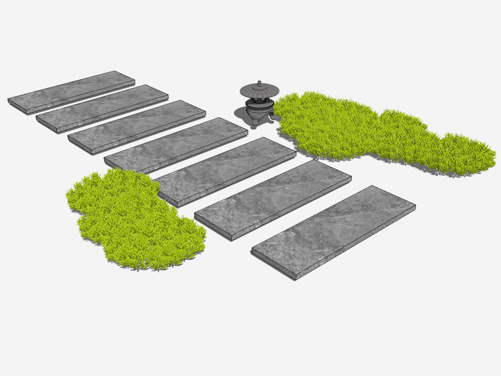Garden Stepping Stone Pathway Design Idea sketchup model preview - SketchupBox