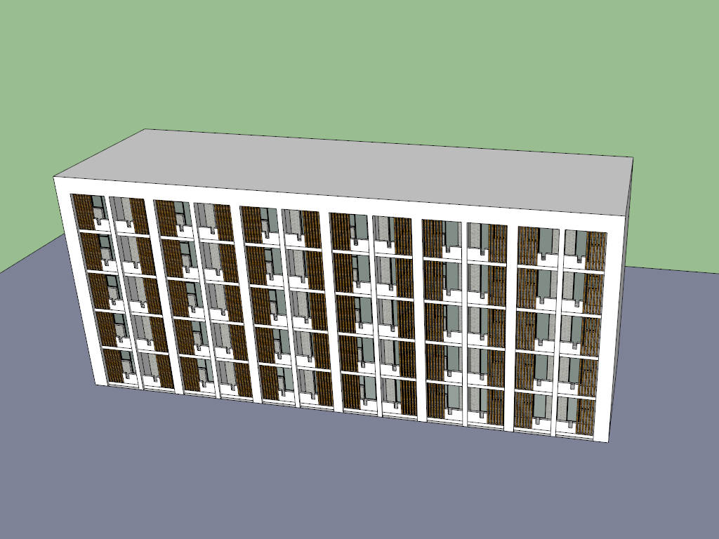 5-Storey College Dormitory Building sketchup model preview - SketchupBox