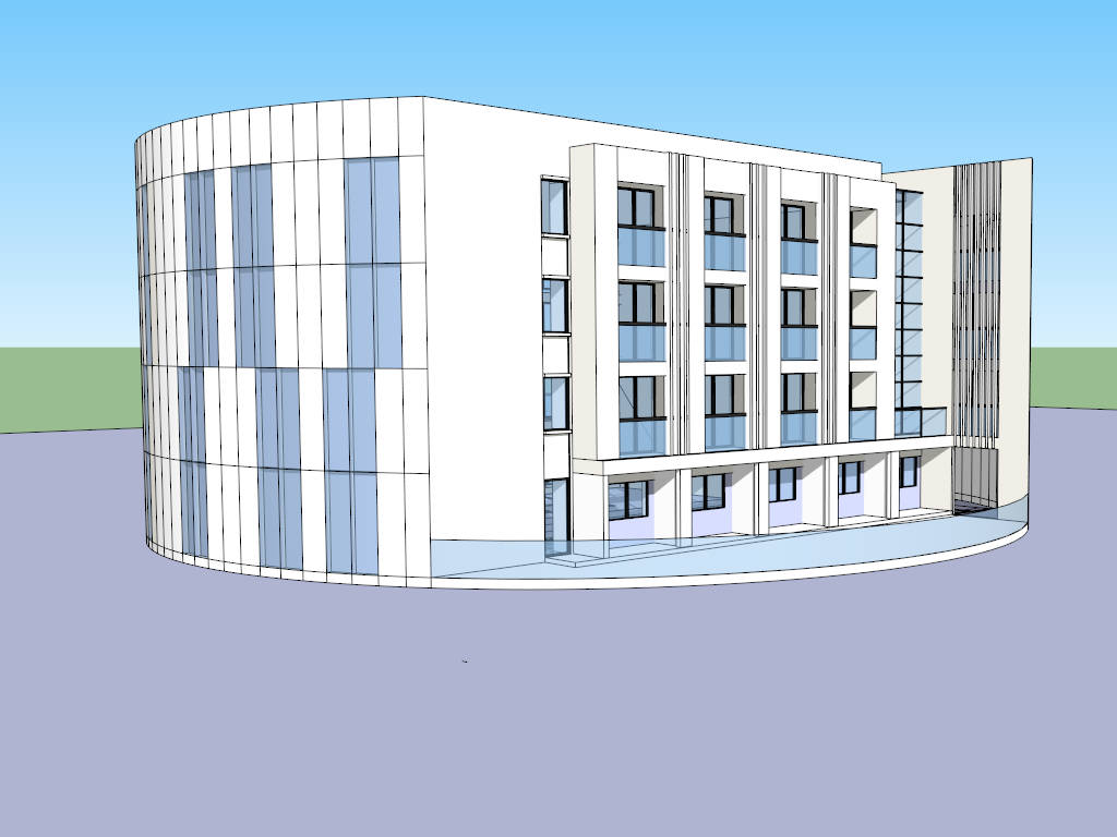 Modern Dormitory Architecture sketchup model preview - SketchupBox