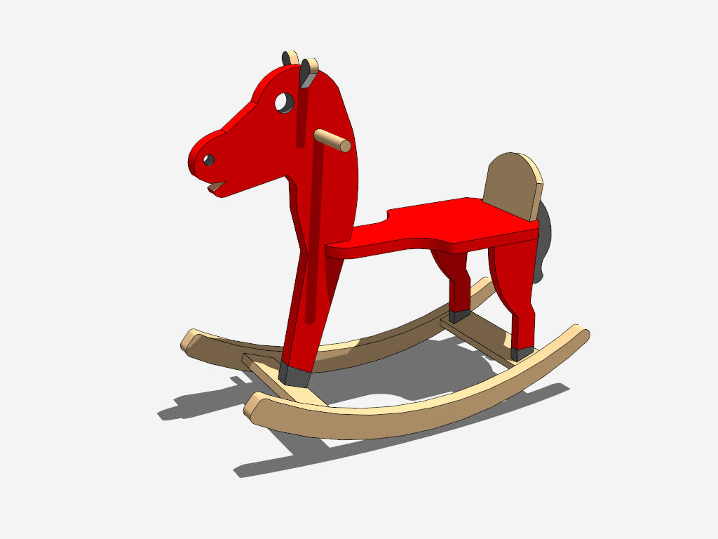 Red Wooden Rocking Horse sketchup model preview - SketchupBox