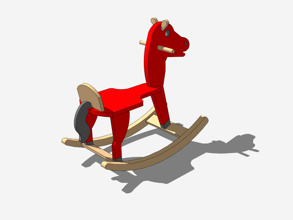 Red Wooden Rocking Horse sketchup model preview - SketchupBox