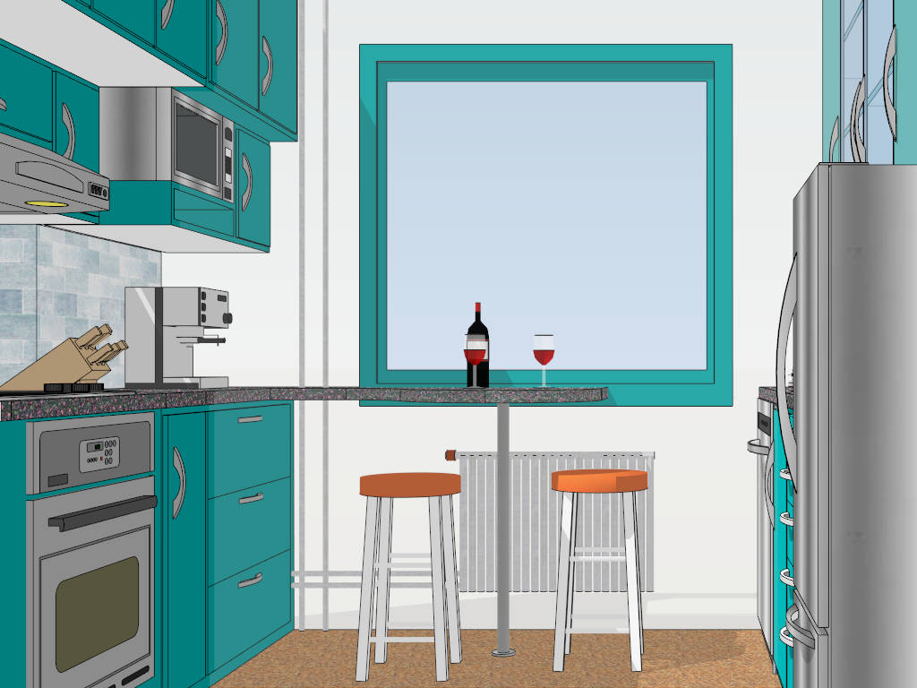 Small Apartment Kitchen Layout sketchup model preview - SketchupBox