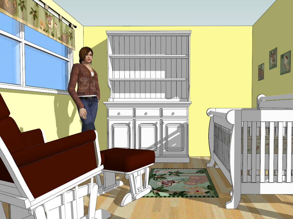 Modern Nursery Design sketchup model preview - SketchupBox