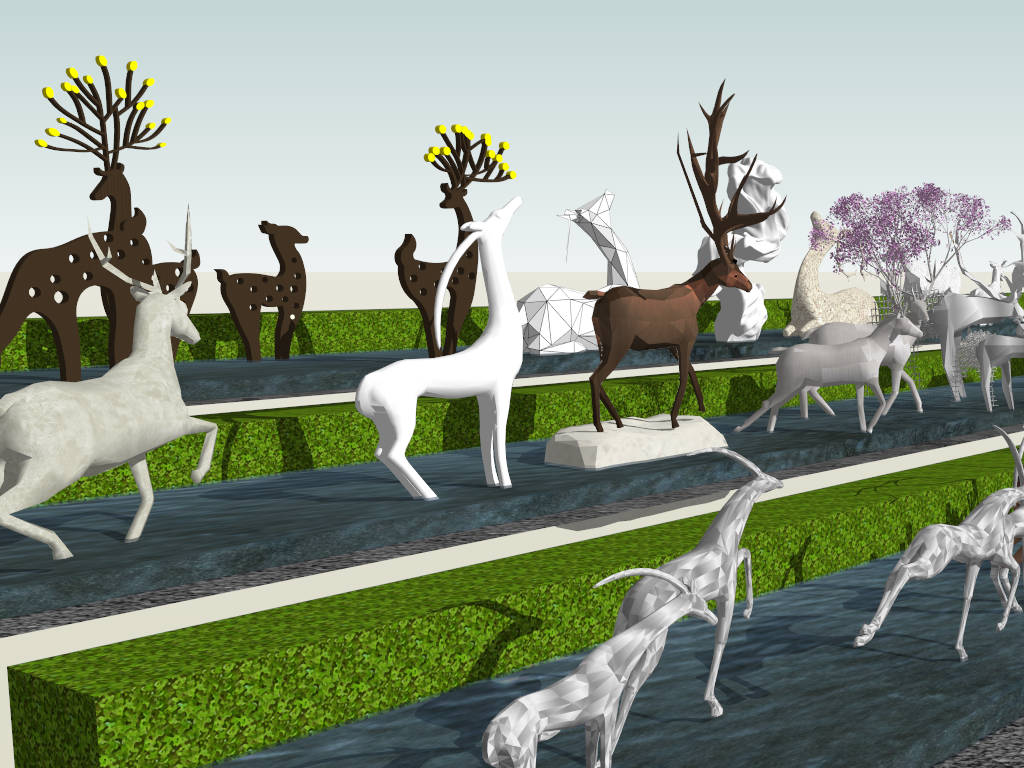 Deer Sculptures for Garden sketchup model preview - SketchupBox