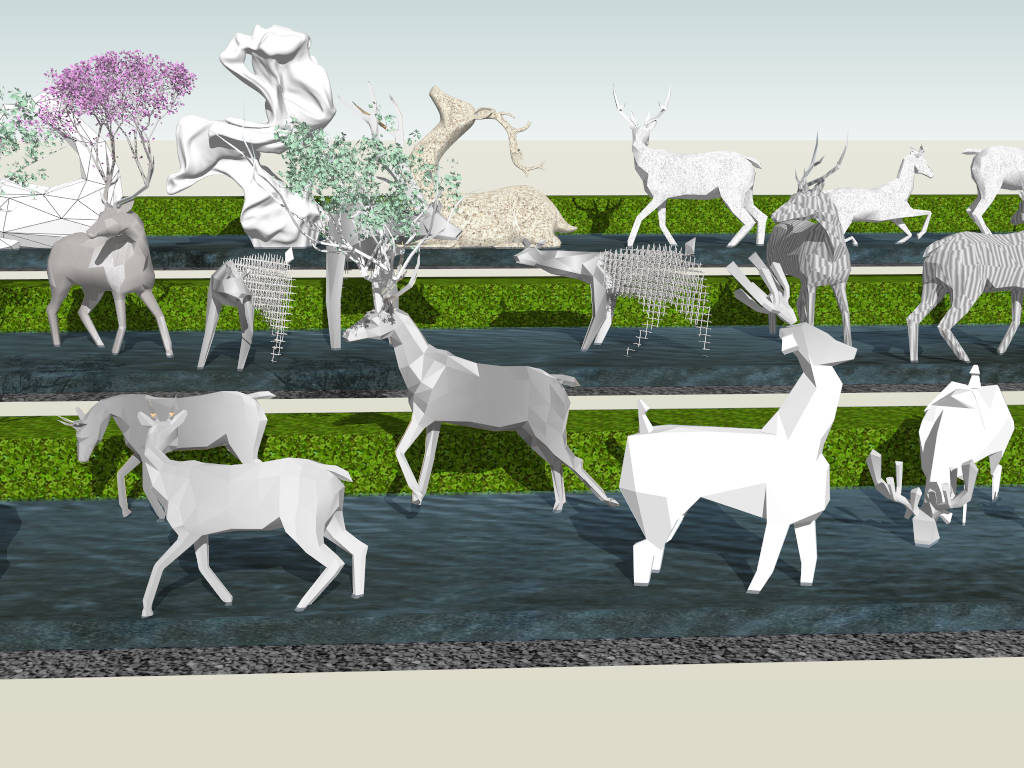 Deer Sculptures for Garden sketchup model preview - SketchupBox