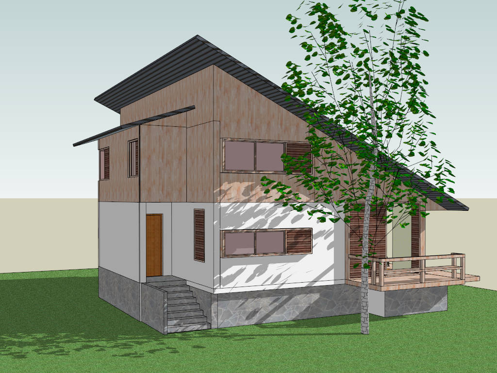 Small Farmhouse Cottage sketchup model preview - SketchupBox