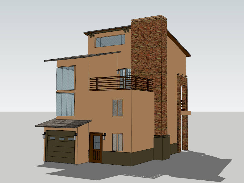 3 Story House with Garage sketchup model preview - SketchupBox