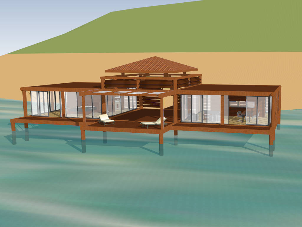 Simple Beach Cottage Design sketchup model preview - SketchupBox