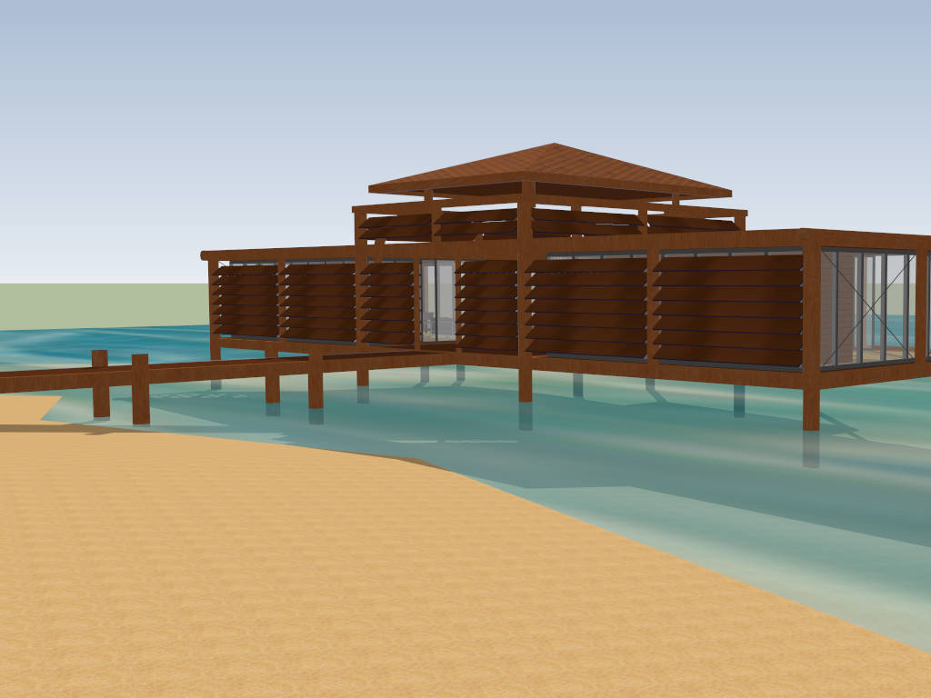 Simple Beach Cottage Design sketchup model preview - SketchupBox