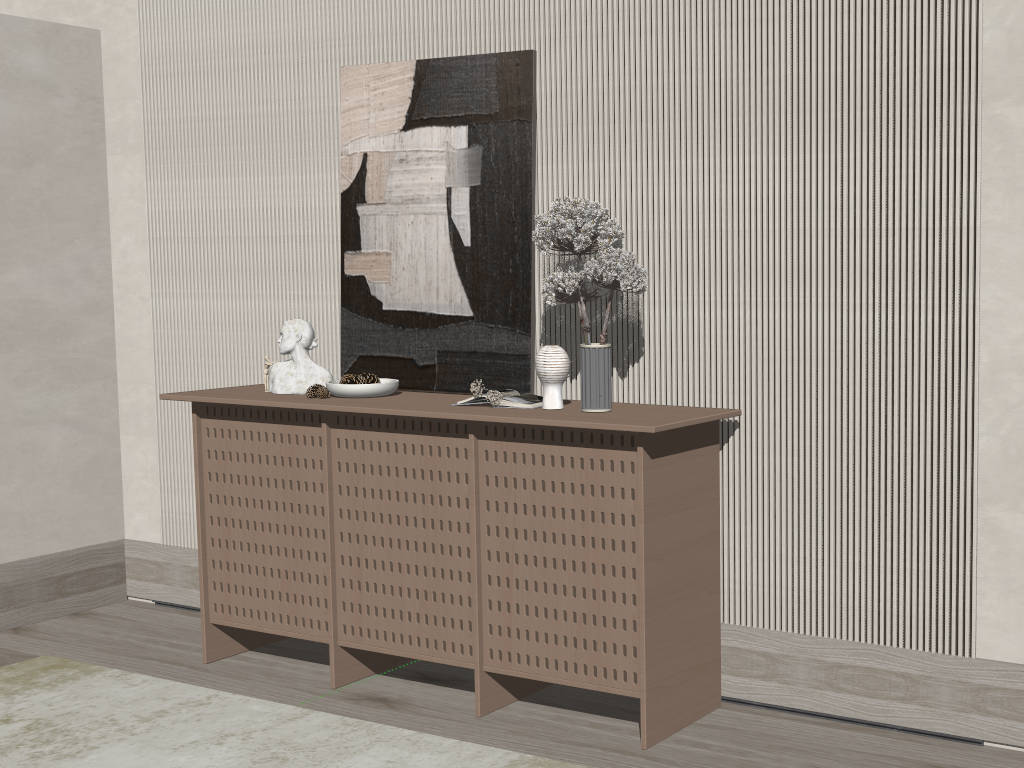 Wabi-sabi Style Console Table Accent Wall Idea sketchup model preview - SketchupBox