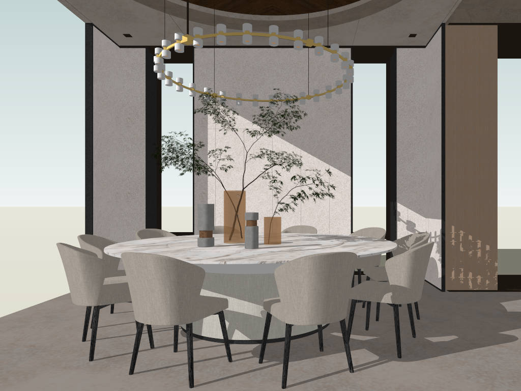 Chinese Restaurant Banquet Room sketchup model preview - SketchupBox