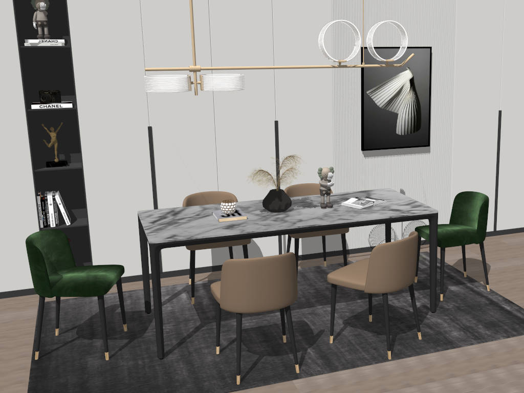 Modern Contemporary Dining Room Set sketchup model preview - SketchupBox