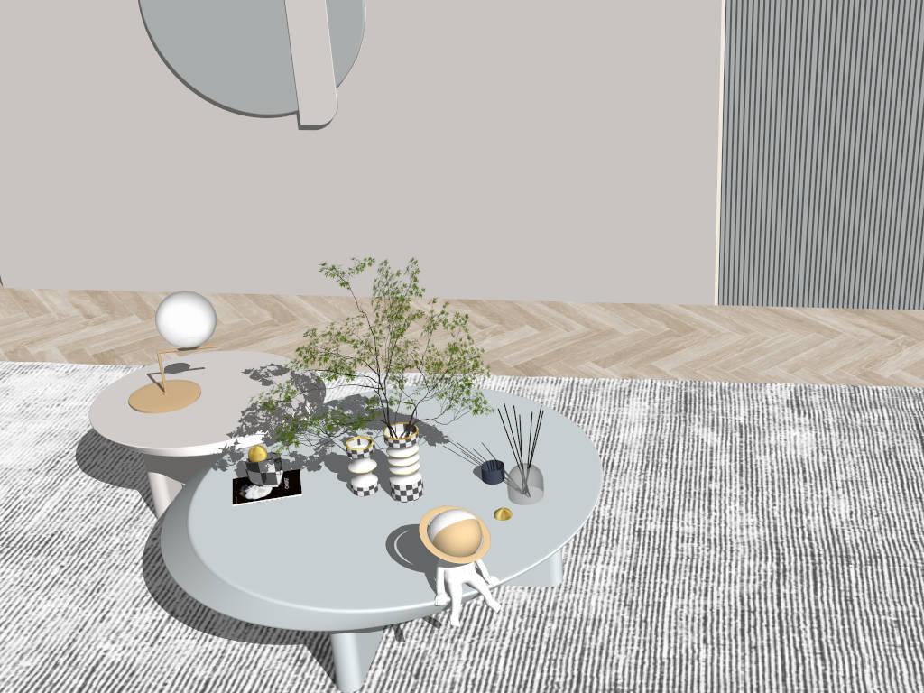 Coffee Table Living Room Accent Wall Idea sketchup model preview - SketchupBox