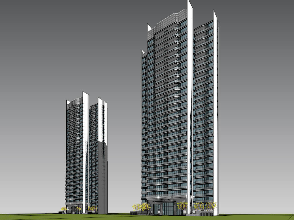 High-Rise Condo Buildings sketchup model preview - SketchupBox