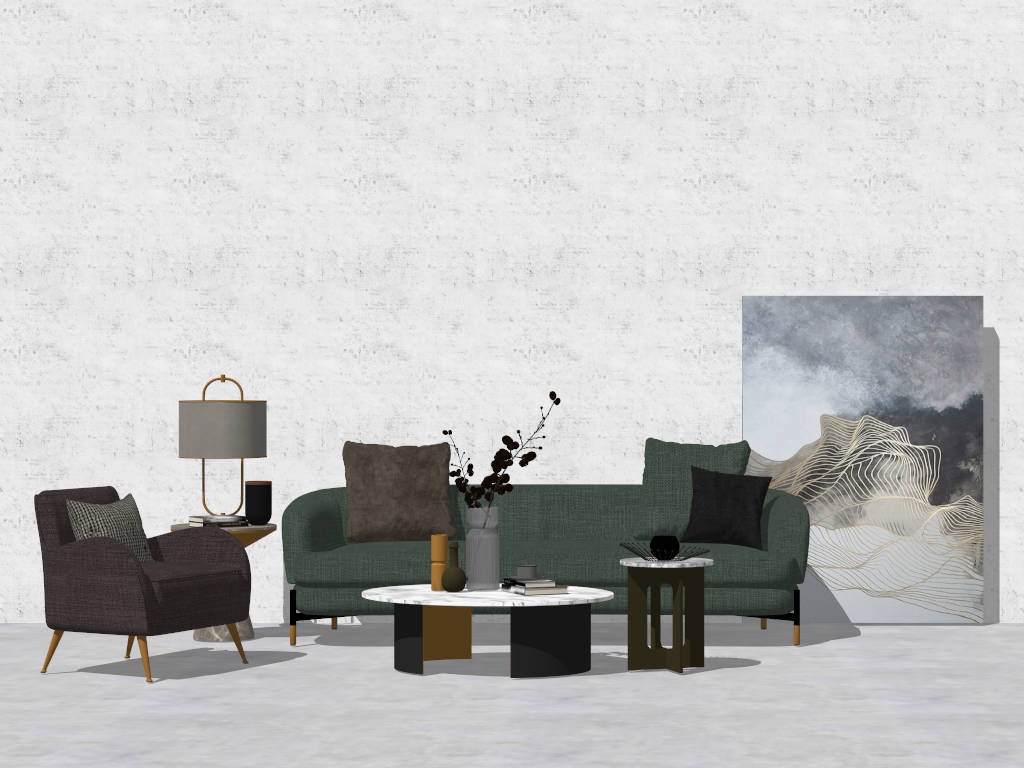 Minimalist Living Room Decor Idea sketchup model preview - SketchupBox