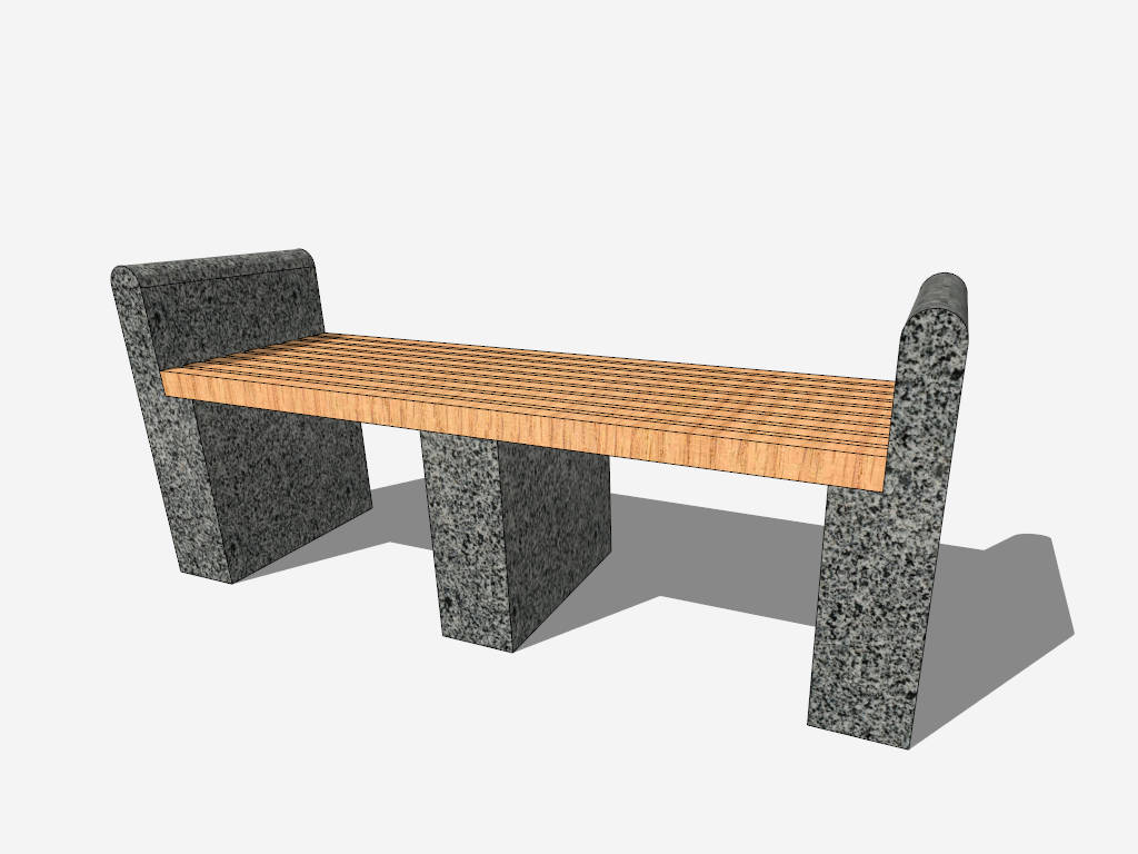 Stone and Wood Park Bench sketchup model preview - SketchupBox