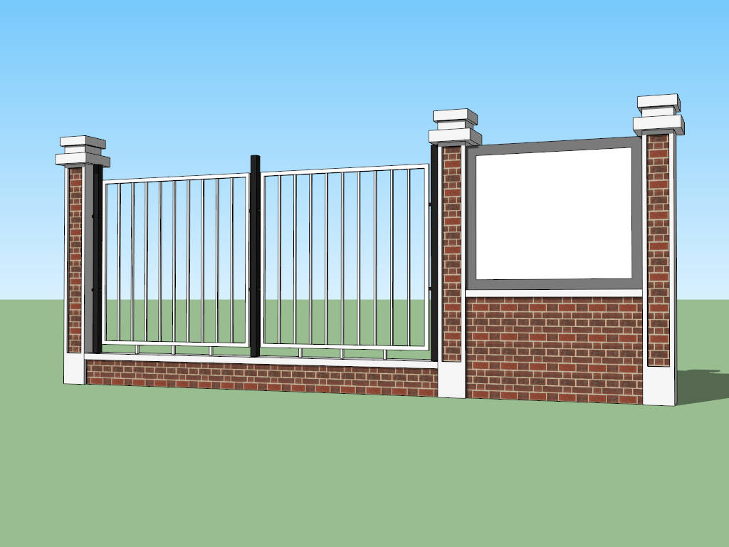Red Brick Fence Wall sketchup model preview - SketchupBox