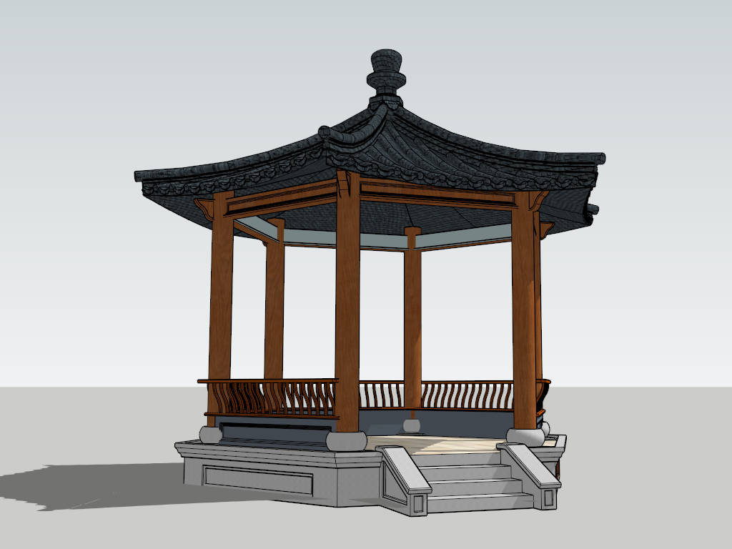 Hexagonal Chinese Pavilion sketchup model preview - SketchupBox