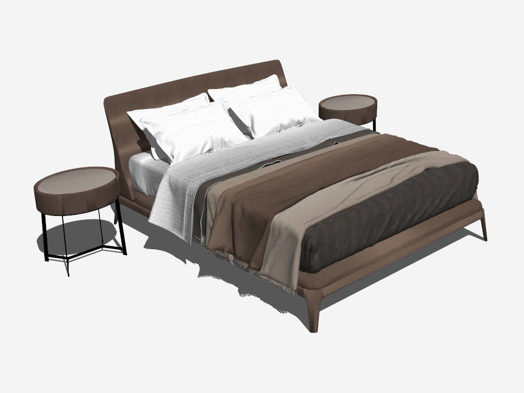 Bed and Nightstand Set sketchup model preview - SketchupBox