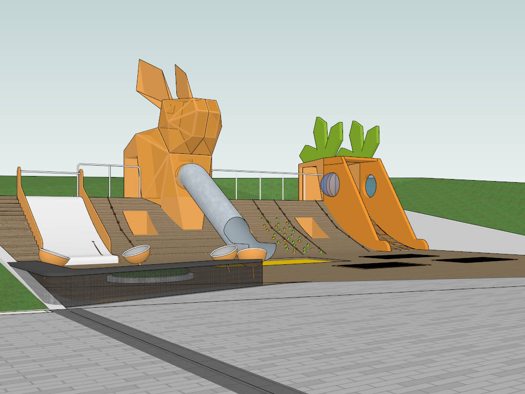 Rabbit Themed Park Playground sketchup model preview - SketchupBox