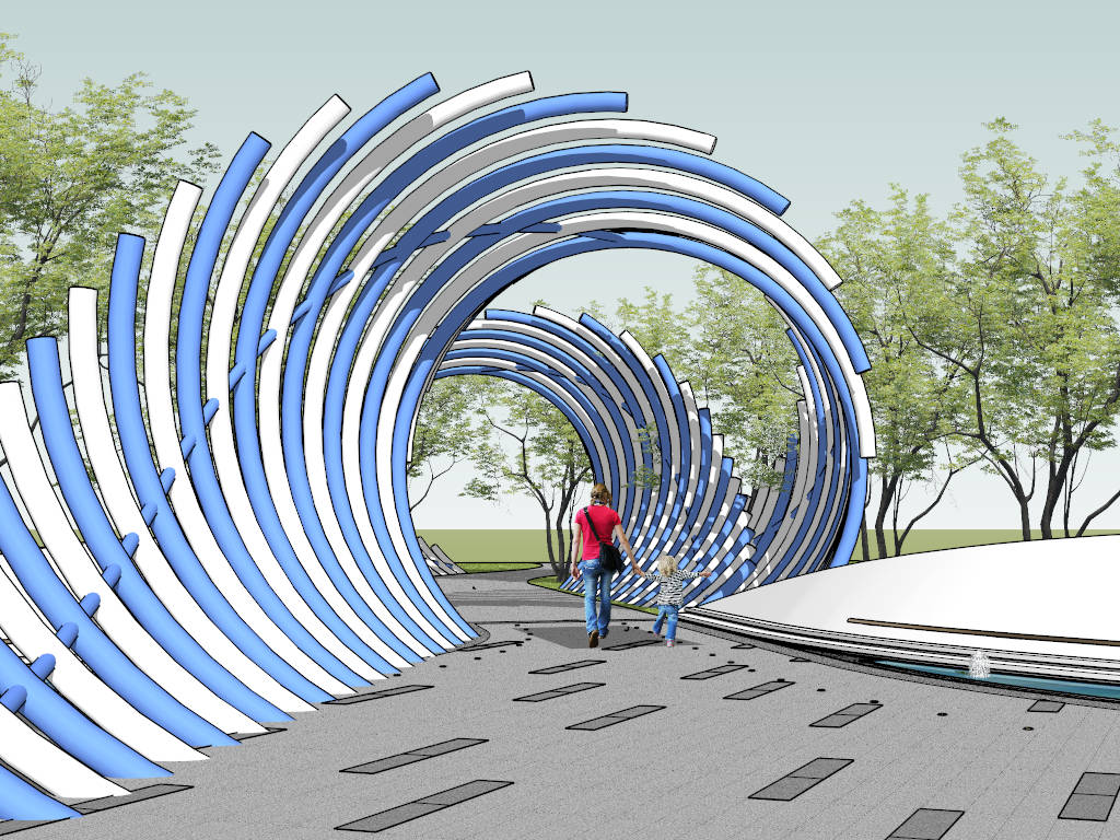 Spiral Pergola Walkway Idea sketchup model preview - SketchupBox