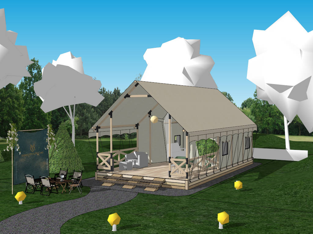 Cabin Tent Campsite sketchup model preview - SketchupBox