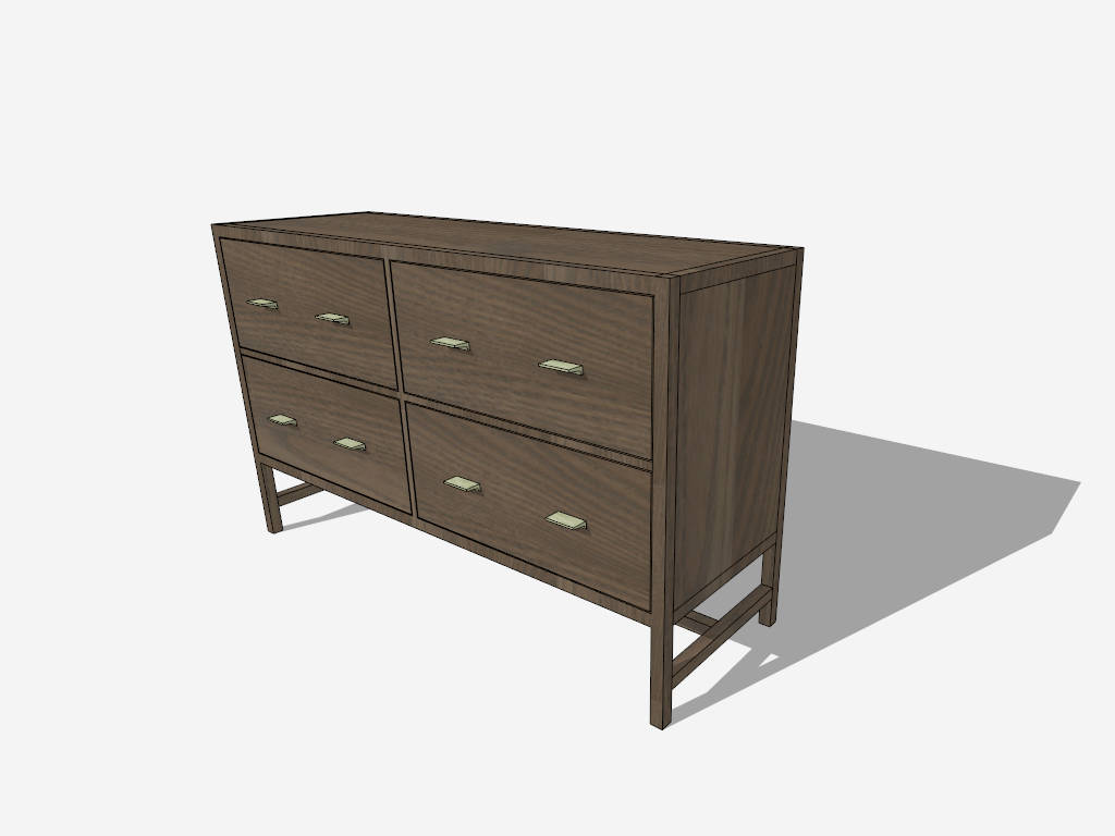 Wooden 4 Drawer Dresser sketchup model preview - SketchupBox